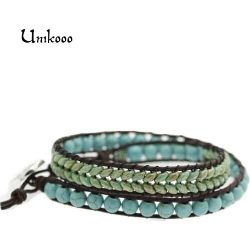 Bracelet Personnalise Double Wrap Bracelet for Women Handmade Multilayer Wax Cord Woven Bracelets Beaded Woven Bracelet