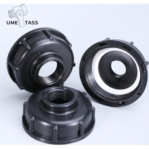 Durable black Ibc Tank Fittings S60X6 Coarse Threaded Cap 60mm Female Thread To 1/2 ", 3/4", 1 "Adapter Connector