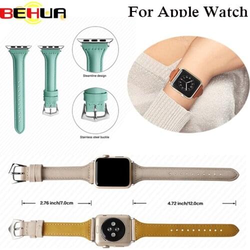 Leather loop Strap for iWatch Series 1&2&3 Sports Watch band for Apple watch strap with Connector 42mm 38mm Genuine Bracelet