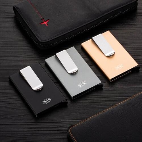 RFID Anti-theft Credit Card Holder Men Metal Wallet Card And Cash Holder Money Clip Automatically Aluminum ID Cardholder Unisex