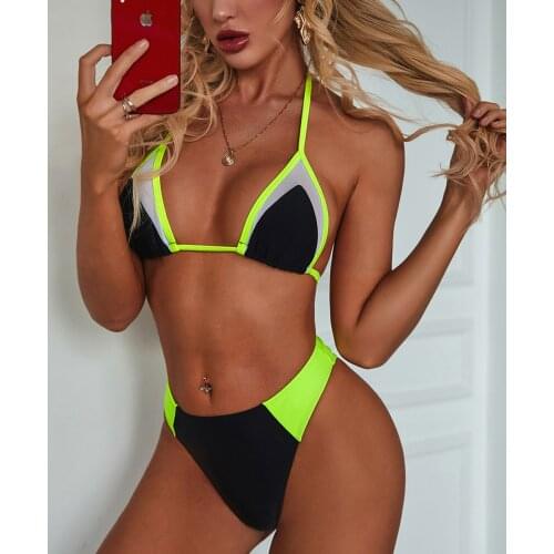 Sexy High Waist Bikini See Through Mesh Splicing Swimsuit Bathing Suit Women