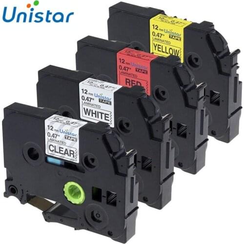 Unistar 4 Pieces Compatible for Brother P Touch Tape 12mm TZe-131 TZe-231 TZe-431 TZe-631 TZe Label Printer TZ 231 Label Maker