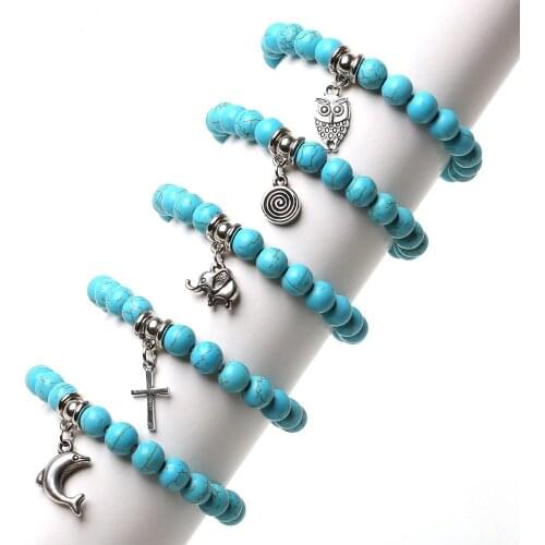 Vintage Charm Bracelet Bohemian Bracelets & Bangles Owl Elephant Pendants Bracelets For Women Men Pulseras Created