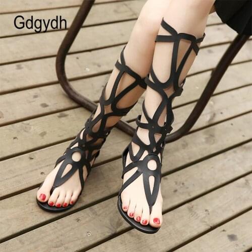 BYQDY 2021 New Summer Sexy Womens Sandals Fashion Brand Authentic Gladiator Sandals Woman With Zipper Black Gold Open Toe