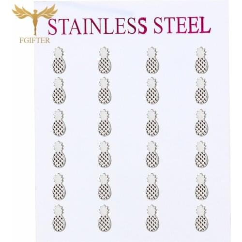 Cute Pineapple Earrings for kids Girls Silver Color Stainless Steel Jewelry Women Earring Wholesale oorbellen