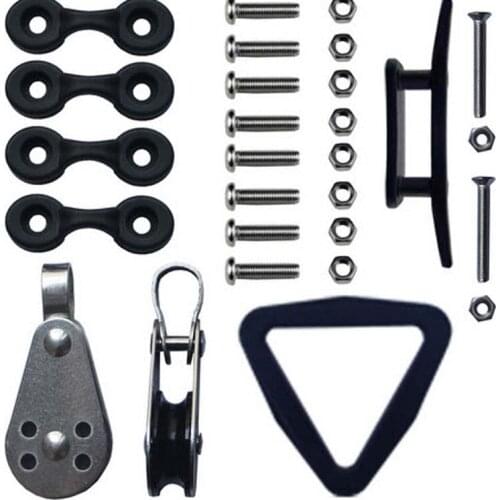 1 Set of Kayak Canoe Anchor Trolley Kit System Pulley Cleat Pad Eye Rings