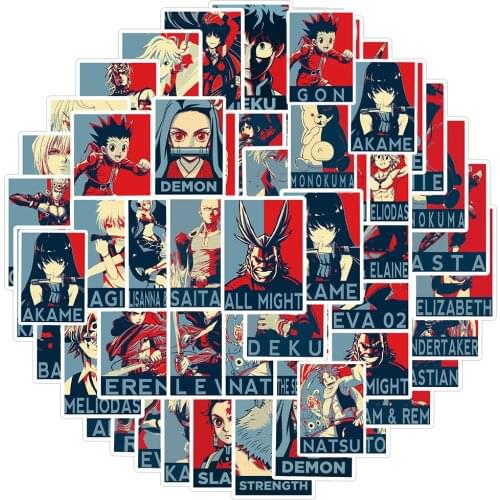 10/30/50PCS Mix Anime My Hero Academia Demon Slayer Stickers DIY Skateboard Fridge Guitar Motorcycle Luggage Waterproof Sticker