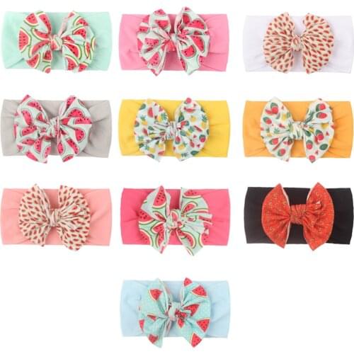 10pc Baby Girl Headband Infant Hair Accessories Watermelon Print Bows Newborn Headwear Rabbit Ear Head Wrap Gift Bufanda