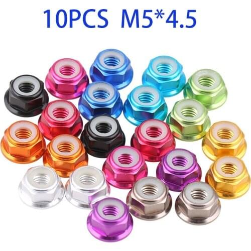10PCS M5*4.5mm Aluminum Motor Screw Nuts Nylon Insert Self Lock Flange Nut CW for RC FPV Racing Drones 2205 2206 2207 Motor Part