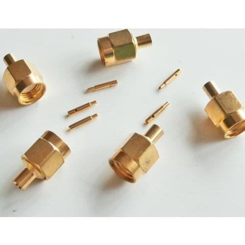 10X Pcs High-quality RF Connector lengthen SMA Male Jack Solder For Semi-Rigid RG405 0.086" Cable Brass GOLD Plated Straight
