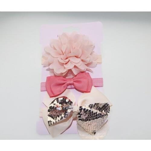3pc baby girl spandex nylon headband newborn hearwear children skinny stretchy Non-Marking Flower Bowknot elastic hair Band