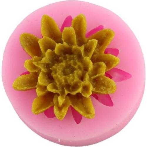 3 pieces/lot) Brand new 3.7*1cm beautiful chrysanthemum flower shape silicone fondant decorating candy molds bakery supplies