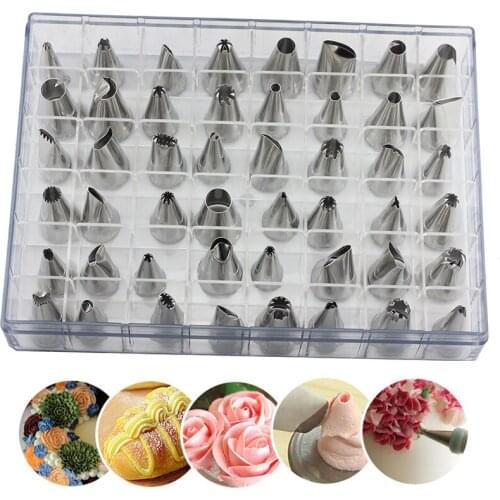 Mujiang 48pcs Big Size Cream Cake Icing Piping Russian Nozzles Pastry Tips Stainless Steel Fondant Cake Decorating Tools