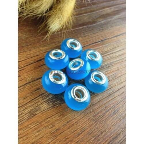 50pcs/lot 9x14mm Beautiful Blue Cat Eye Big Hole Glass Beads Fit European Jewelry Making Charm Bracelet Necklace DIY Beads