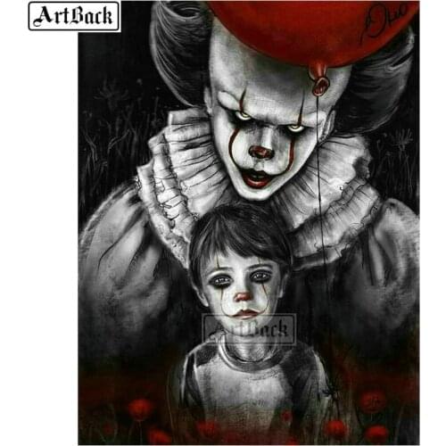 5d diy diamond painting clown horror portrait full square drill 3d diamond mosaic sticker home decoration