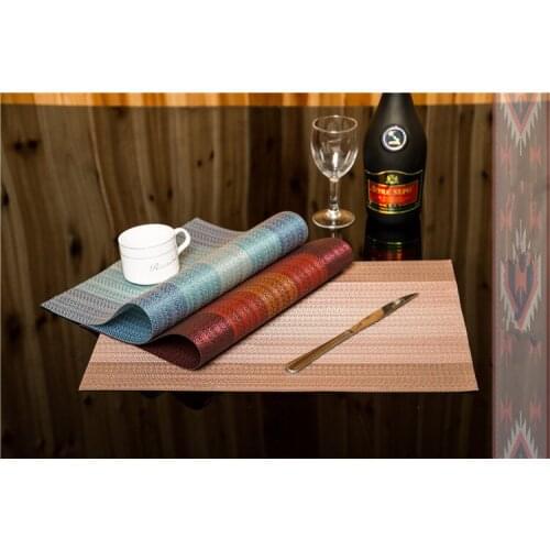 6pcs/lot PVC Dinner Table Placemat for Dining Table Rectangle Plastic Placemats Kitchen Decoration Accessories Coasters OK 1073