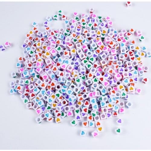 6mm 100-300Pcs Acrylic Beads Mixed White Love Heart Square Shape Beads Loose Beads for Jewelry Making Diy Handmade Accessories