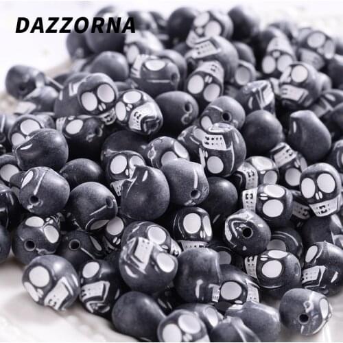 Acrylic Beads Black Skull Loose Beads for Diy Handmade Making Jewelry Bracelet Necklace Accessories Halloween