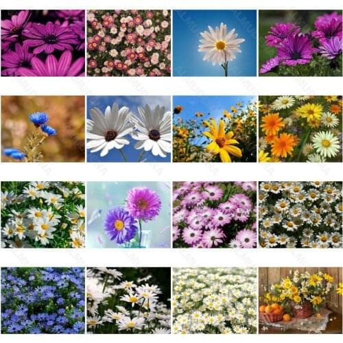 Diy Diamond Painting Blue Daisy Living Room Sticker Wall Nordic Style Full of Diamonds Handmade Dot Inlaid Diamond Bedroom