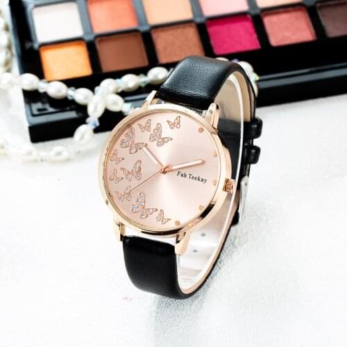 New Printed Butterfly Luxury Women Fashion Watches Simple Female Dress Wristwatches Classical Design Ladies Quartz Leather Watch