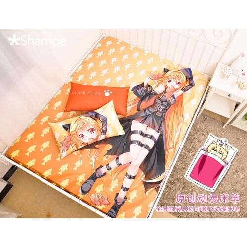 Anime Cartoon To Love Milk Silk Mattress Cover Fitted Sheet Fitted cover bedspread counterpane No.741