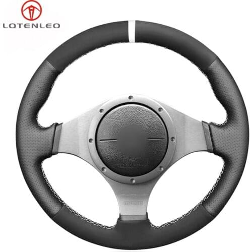 Black Genuine Leather Suede Steering Wheel Cover For Mitsubishi Lancer Evolution 8 VIII 2003-2005 Lancer Evolution 9 2005-2007