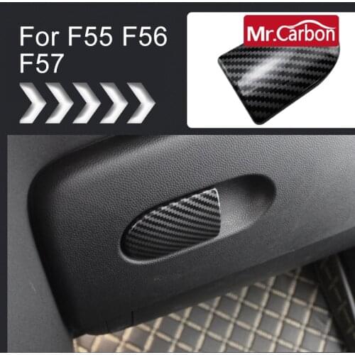 Car Interior Decorative Carbon Stickers On The Handle Of The Co-Pilot Storage Box For BMW MINI ONE Cooper S JCW F55 F56 F57