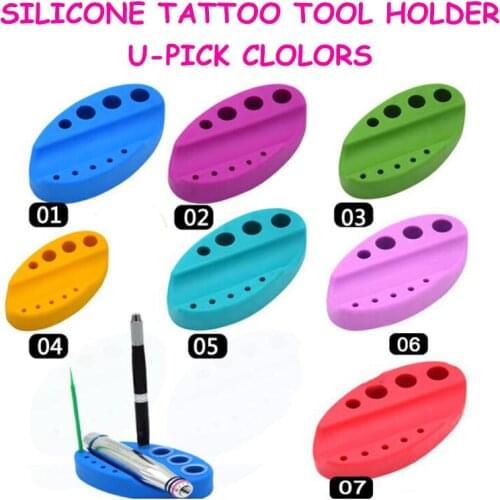 Tattoo Tool Holder Silicone Pigment Ink Cup Machine Holder Permanent Makeup U-PICK 7Colors Tattoo Accessories Drop shipping