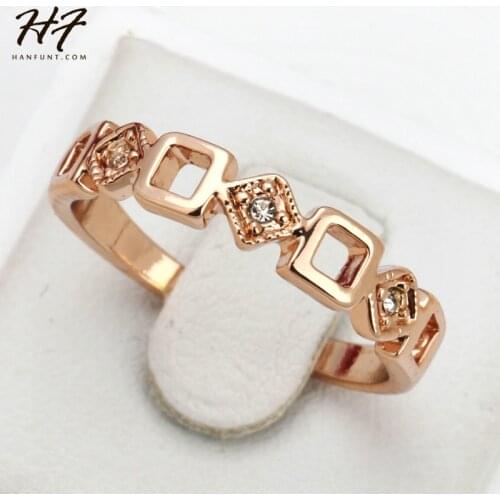 Top Quality Concise Crystal Ring Rose Gold Color Austrian Crystals Full Sizes HotSale R197