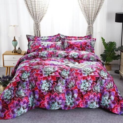 Succulent Pink 2021 New Flower Fantasy Red Comforter Bedding Set Queen Twin Single Duvet Cover Set Pillowcase Home Luxury Soft