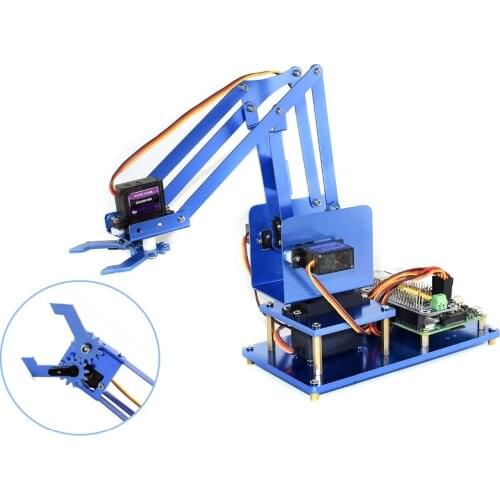 Waveshare 4-DOF Metal Robot Arm Kit for Raspberry Pi Bluetooth and WiFi Remote Control Comes with EU Standard Power Adapter