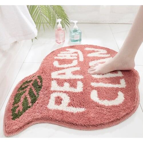 Door Mat Flocking Water Uptake Non-slip Doormat Lemon Peach Land Pad Bedroom Toilet Doorway Floor Mat Comfortable and healthy