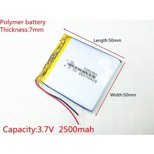 Li-po 3.7V 2500mAh 705050 Lithium Polymer Li-Po li ion Rechargeable Battery cells For Mp3 MP4 MP5 GPS