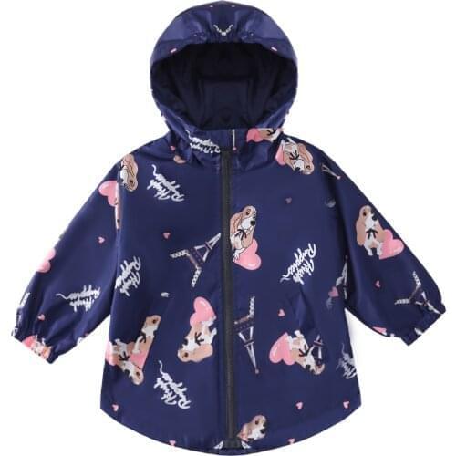 LZH 2021 Spring Baby Girls Hooded Cartoon Print Jacket For Girls Windbreaker Children Jacket Coat Kids Clothes 2 3 4 5 6 7 Year