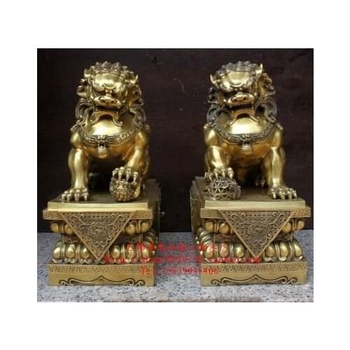 Copper lion opening boutique town house defends the Feng Shui ornaments one pair of copper lion king lion palace