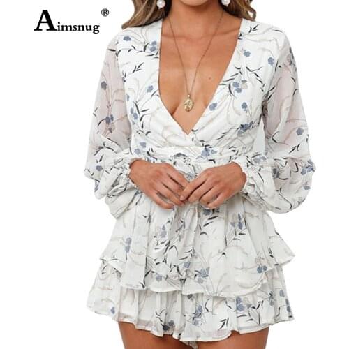 Aimsnug 2021 Model Flower Print Short Dress A-line Party Dresses Plus size 3xl Women Robe Long Sleeve Female Dress Mini Vestidos