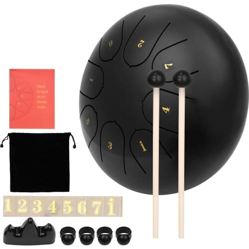 Muslady 8 Notes C-key 6-inch Mini Steel Tongue Drum Hand Pan Drum Percussion with Drumsticks for Mind Healing Yoga Meditation