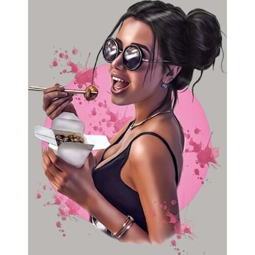 Happy Girl Patch Vinyl Fashion Appliqued Tops Diy Heat Transfer Thermal Patches Clothing Girl Woman T-Shirt Dresses Parches