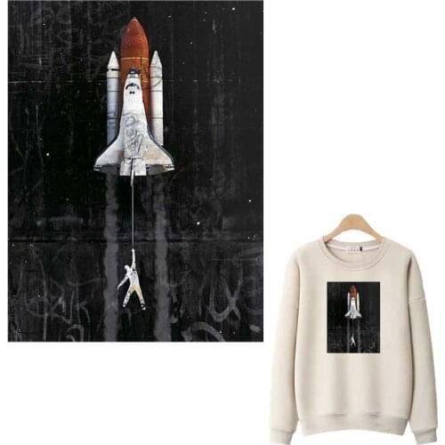 Space Ship Patches For Clothing DIY Washable Backpack/T-Shirts Heat Transfer Thermal Stickers Deep Space Style Iron On Appliqued