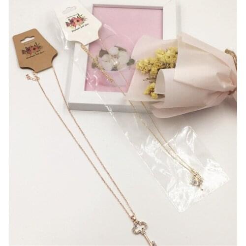 Wholesale 30Pcs Brown&White Print Flowers Long Necklace/Pendant Packaging Folding Cards Jewelry Accessories Display Cards