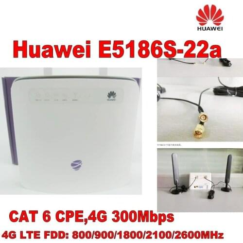 Original unlocked Huawei E5186 Cat6 300Mbps E5186s-22a LTE 4g wireless router 4g FDD TDD cpe wireless router+4G Antenna
