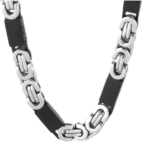 Punk 6mm Chain Necklace for Men Stainless Steel Black Byzantine Link Mens Necklaces Chains Fashion Jewelry