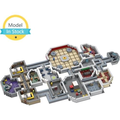 MOC Hot Game Amongss Uss the Skeld Spaceship Map Model Fleet Game Flying Building Block Bulk Model Educational Kid Bricks Toys