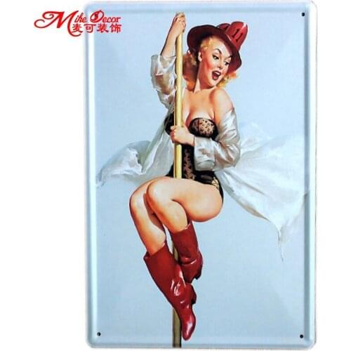 [ Mike86 ] Pole dancing Sexy Lady Antique Metal Poster Painting Wall Decor Retro Bar House Tin Sign A-560 Mix Items 20*30 CM
