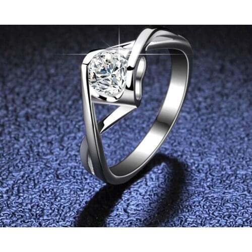 Silver Platinum Diamond Test Pass 1 Carat Excellent Cut D Color High Quality Moissanite Angel Kiss Rose Ring Silver 925 Jewelry