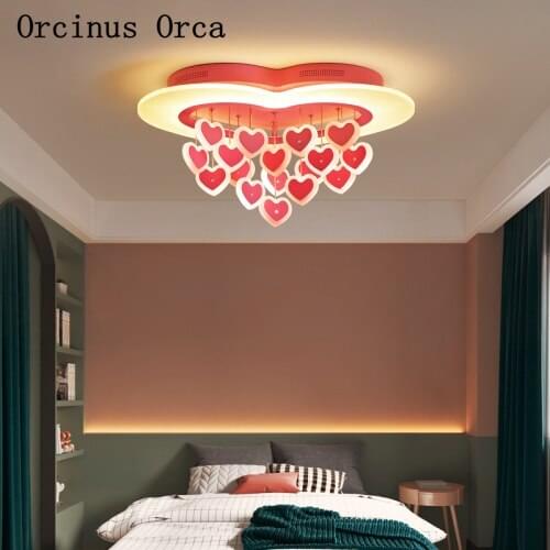Modern simple LED pink love ceiling lamp Girl Bedroom Princess Room childrens room lamp cartoon creative romantic ceiling lamp