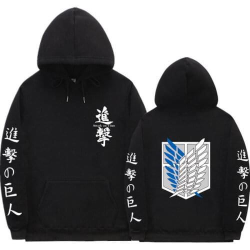 Streetwear Attack On Titan Hoodie Sweatshirt Anime Printing black Hoodies Men Women sudaderas Clothes Pullover sweat homme