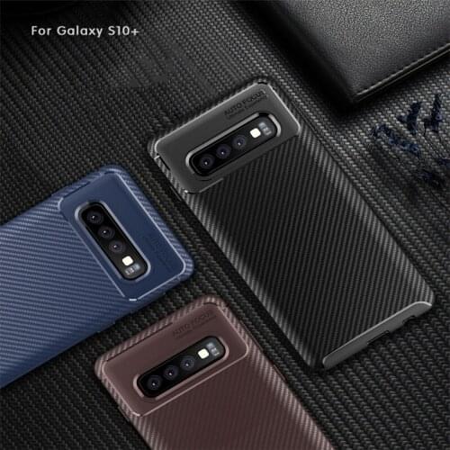 Ultra Thin Silicone Carbon Fiber Case For Samsung Galaxy S9 S10 5G S10E S20 S21 Plus Note 9 10 Plus Pro 20 Ultra Cover