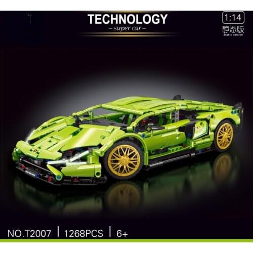 High Tech Racing Series 1:14 Blue Super Car Advanced Puzzle Green Vehicle Model Building Block Brick Toys Kid Birthday Gift Set
