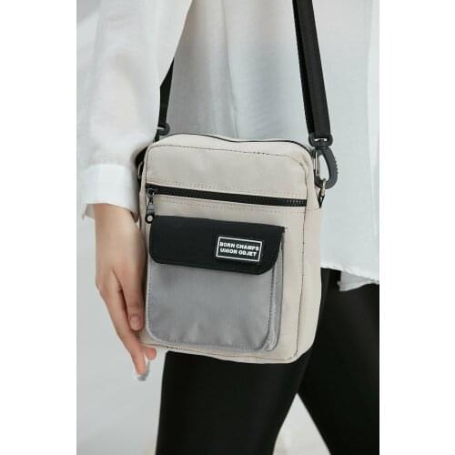 Woman Cream Grey Black Shoulder Bag 22x17 Cm